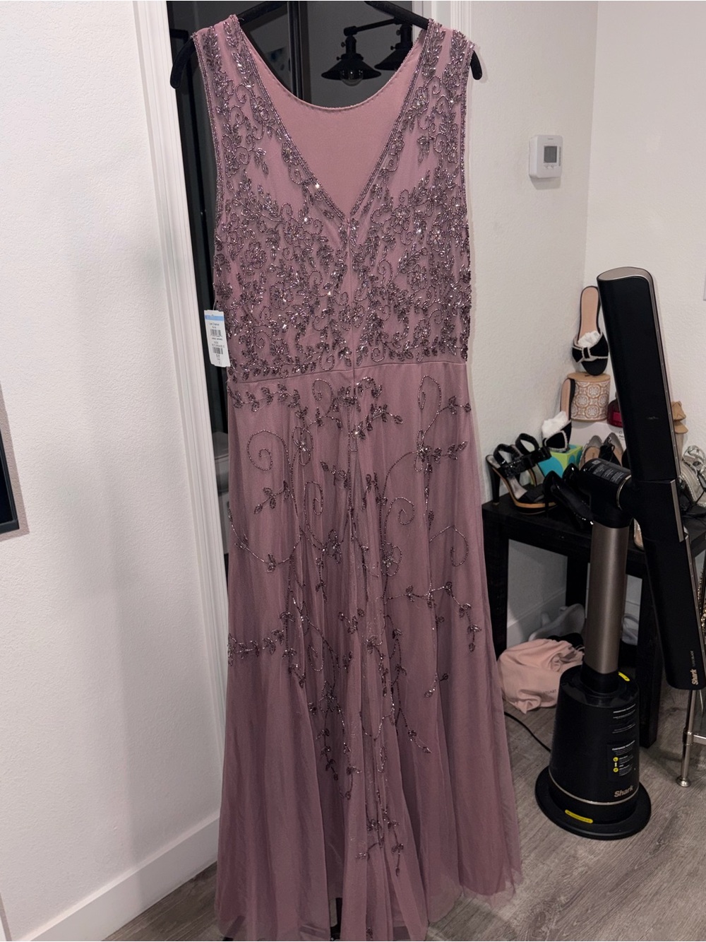 NWT Pisarro Nights Beaded Mesh Formal Gown Mauve - Size 8 - Picture 7 of 8